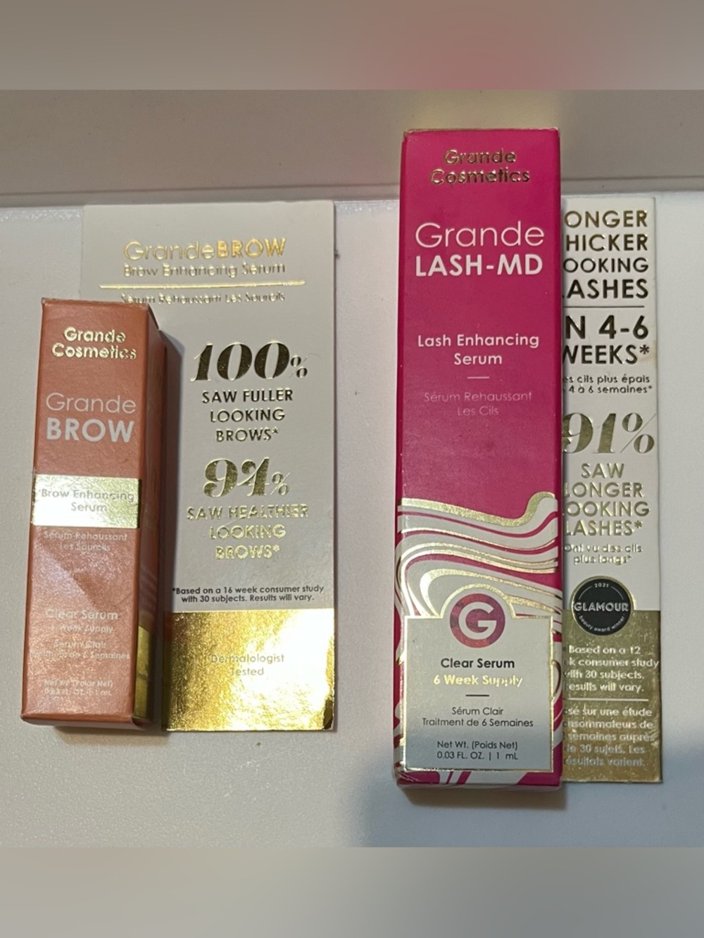 Grande Cosmetics Lash Enhancing Serum & Brow Enhancing Serum Bundle Of Two NIB